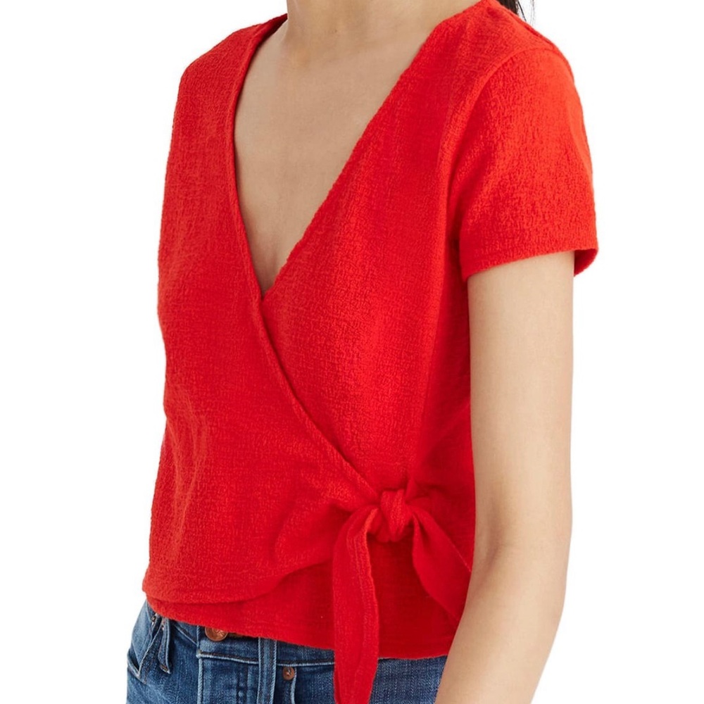 Madewell Texture & Thread Wrap-Tie Top